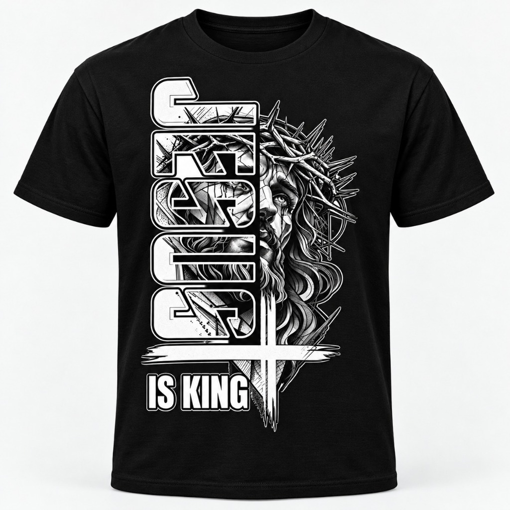 Camiseta Cristã Jesus Is King Gospel Evangélica Camisa Masculina e Feminina Leão 100% Algodão Estampada Streetwear