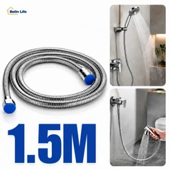 Mangueira Flexível para Chuveiro 1,5m em Plástico Prata ou Preta Universal para Uso em Banheiro
