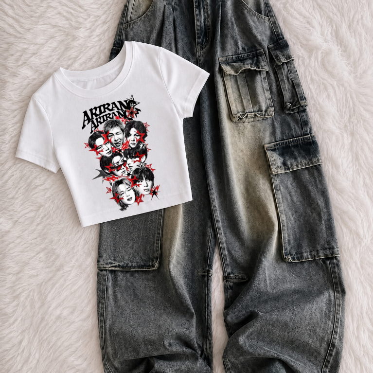 Camiseta Bts coreana k-pop simbolo banda turne arirang Brasil 2026 blusa bts babylook bts babytee — imagem 2 de 2
