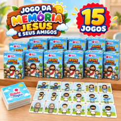 Kit 15 Jogos da Memória Jesus e Seus Amigos Apóstolos Discípulos Biblico Lembrancinha Festa Crianças