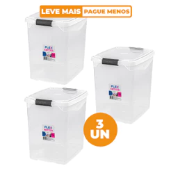 Kit 3 Caixa Organizadora Transparente 14L Flex Sanremo