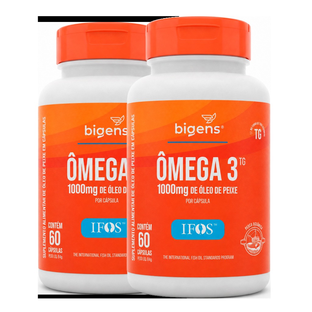 BIGENS KIT 2X Ômega 3 TG IFOS 60 Cápsulas EPA DHA 1000mg Óleo de Peixe