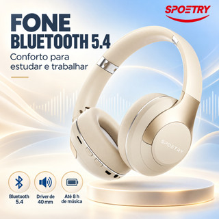 Fone De Ouvido Bluetooth 5.4 SPOETRY Com Cancelamento De Ruído Confortável Para Estudo Home Office E Trabalho