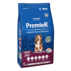 Ração Premier Ambientes Internos Cães Adultos Sênior +7 Raças Pequenas Frango e Salmão 12kg
