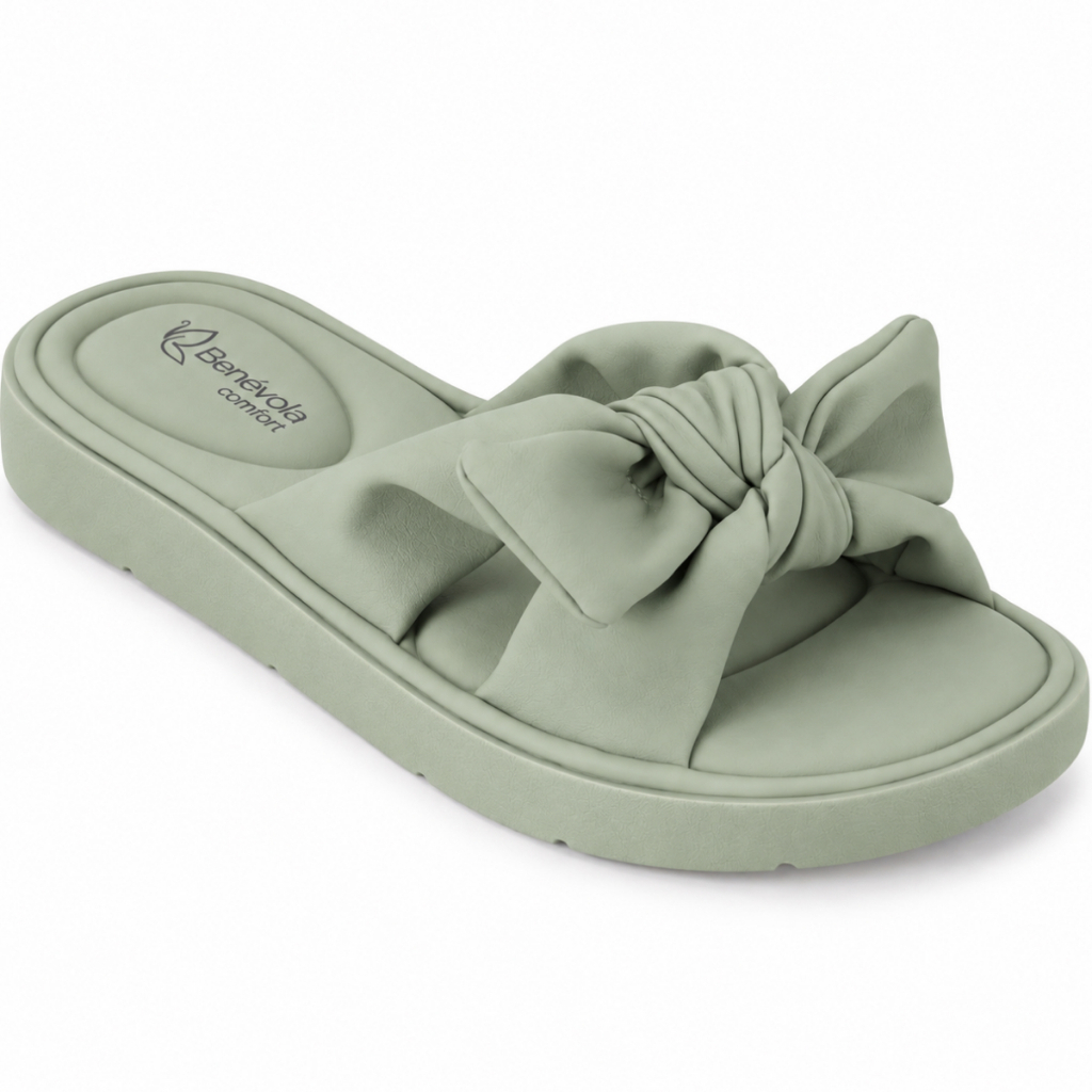 Sandália Feminina Laço Benévola Ultra Conforto Chinelo Ortopédico Tamanco Slide Macio Confortável