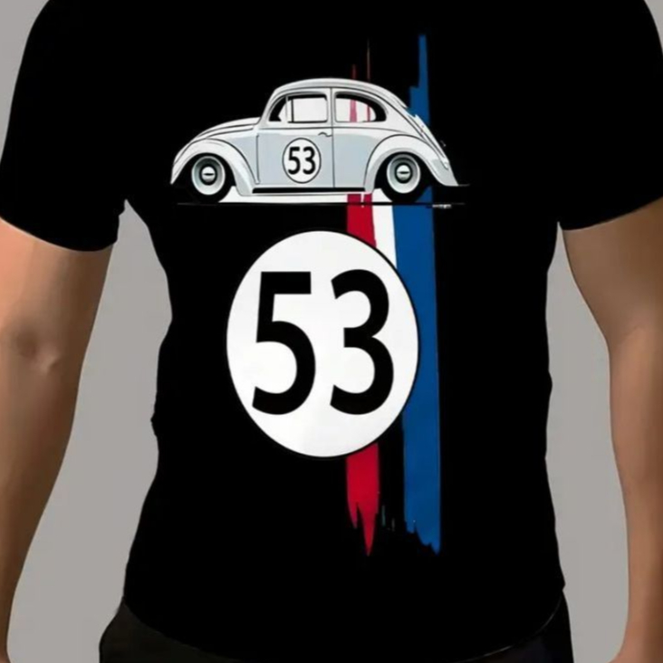 Camiseta Masculina Estampada Fusca 53 Estilosa Camiseta 100% algodão Camiseta Vintage blusa Clássica Elegante