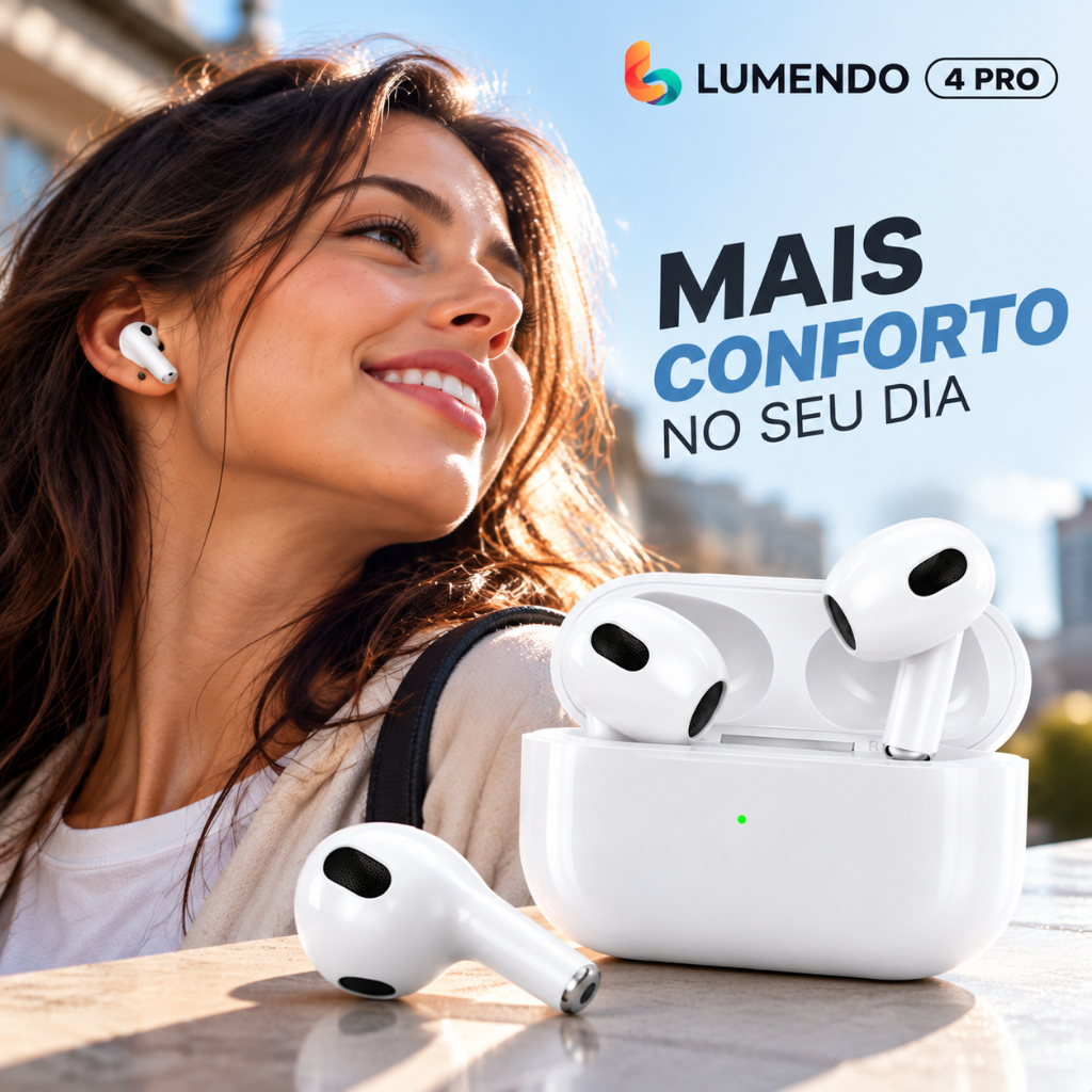 Fone de Ouvido Bluetooth 5.3 TWS PRO 4 2026 Sem Fio Semi-Intra-Auricular Touch com Microfone Resistente a Respingos