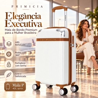 Mala De Viagem P Bordo 10kg Primicia ABS Resistente Reforçada ANAC Chave Cadeado TSA Roda 360