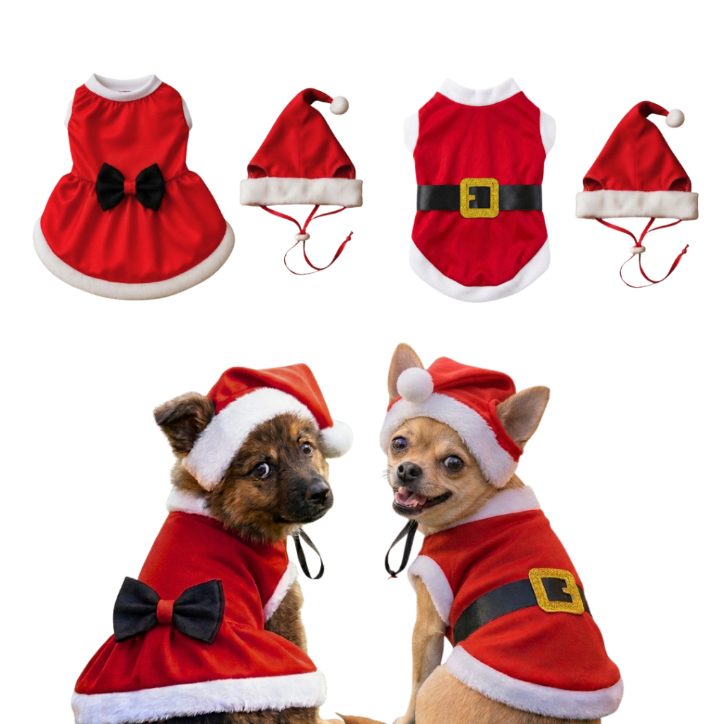 Roupa de Natal Para Cachorro E Gato ACOMPANHA GORRO