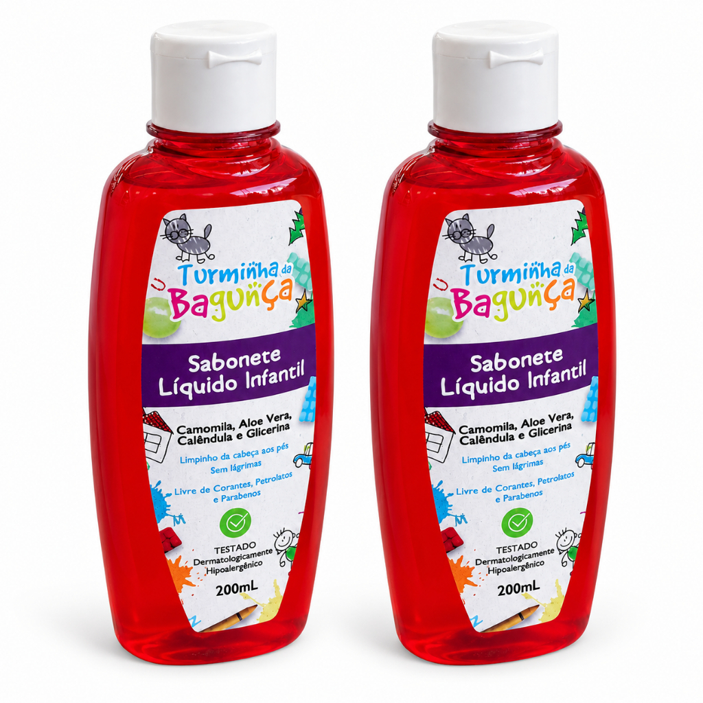 Kit 2 Un. Sabonete Líquido Infantil Turminha da Bagunça - Sem Lágrimas - 200ml |  Sabonete Líquido Bebê