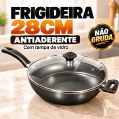 Frigideira Antiaderente 28cm com Tampa Revestimento com Partículas de Cerâmica