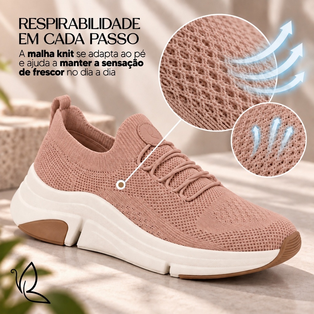 Tênis Feminino Ultra Conforto Benévola Calce Fácil Knit Ortopédico Esporão Branco Fascite Plantar — imagem 2 de 2