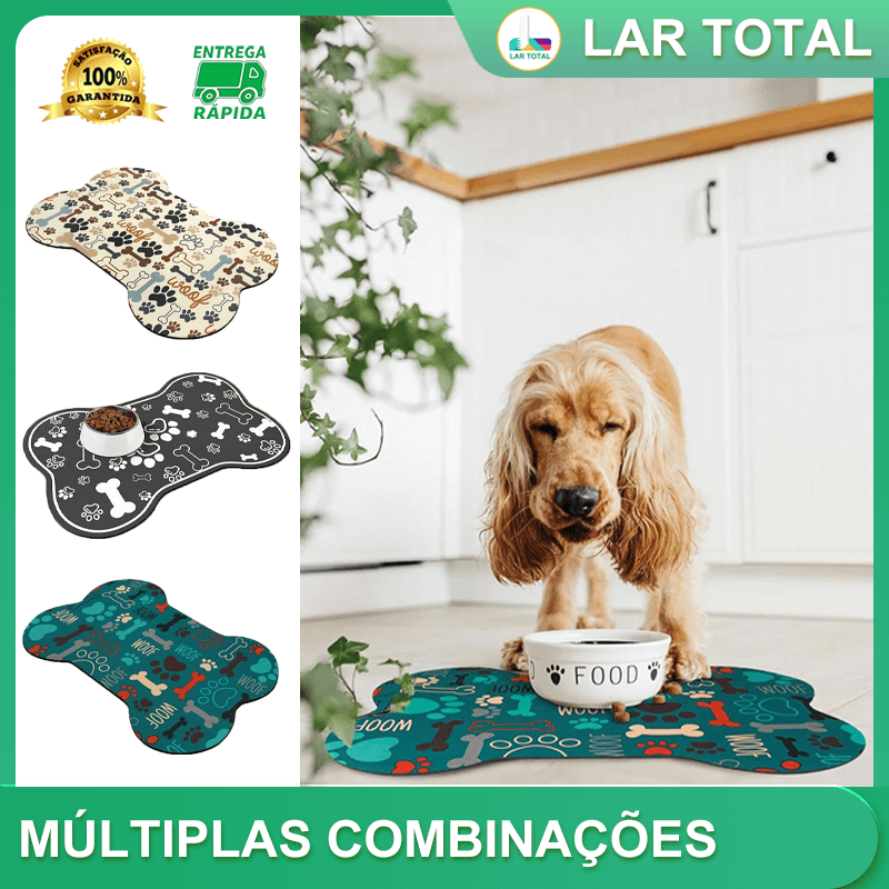 Tapete Alimentação Pets Formato Osso Diatomite Fofo À Prova D'água Resistente Sujeira 30x40cm