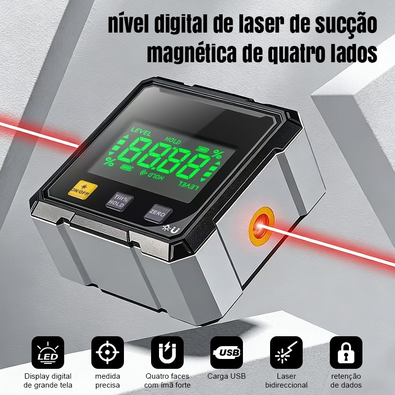 Medidor De Ângulo De Exibição Inclinômetro Transferidor De Nível Preciso De Quatro Lados , Sucção — imagem 2 de 2