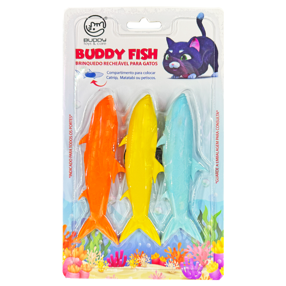 Brinquedo Recheável Para Gatos Peixe Interativo Buddy Fish