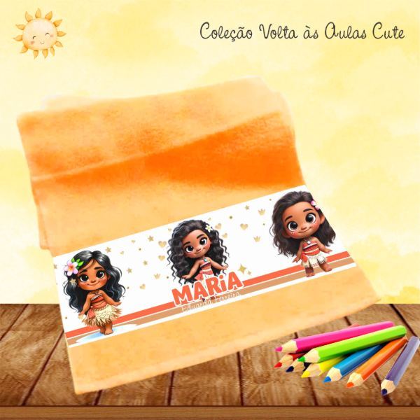 Kit 3 Toalhinhas Moana Princesa Cute Escolar Lavabinho Personalizada com Nome Linda Delicada