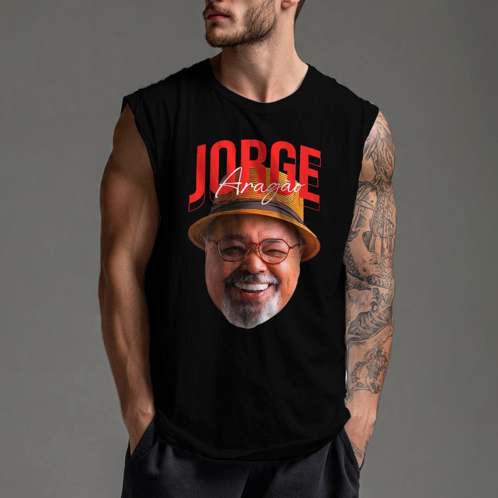 Regata Camiseta Oversized Cavada em Algodão Longline Jorge Aragao Gigante do Samba Musica Brasileira