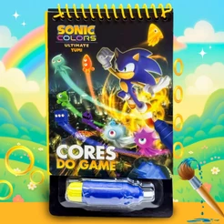 Agua book / Aquabook com Pincel Para Colorir Com Agua Livro Infantil Sonic - Cores do Game