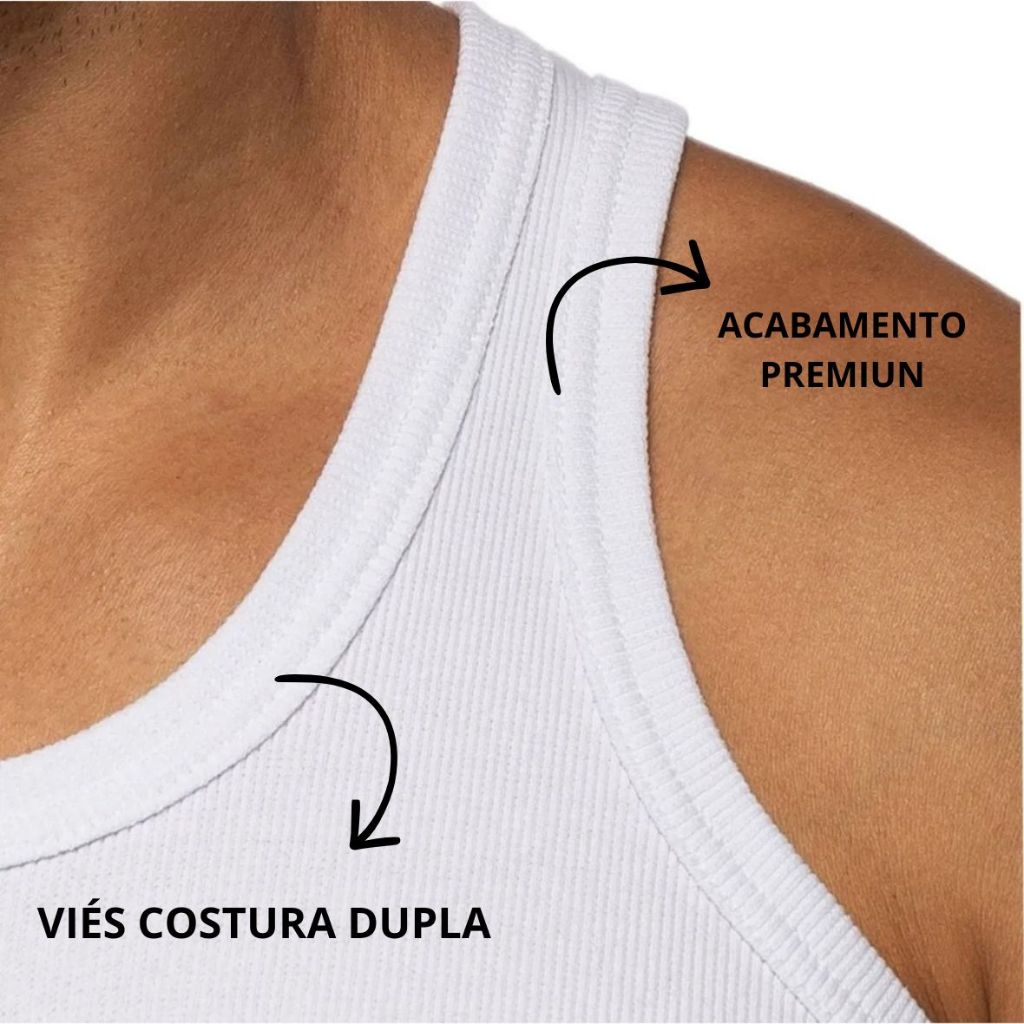 Kit C/3 e C/2 Regata Premium Masculina Modelo Americano Canelada Algodão e Elastano Malha Encorpada Ultra Conforto — imagem 2 de 2