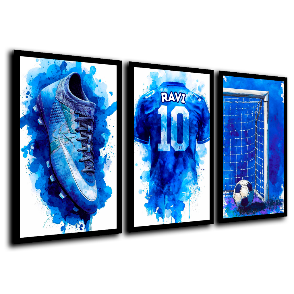 Quadros Decorativos Futebol Camisa 10 Nome Chuteira Menino Ravi