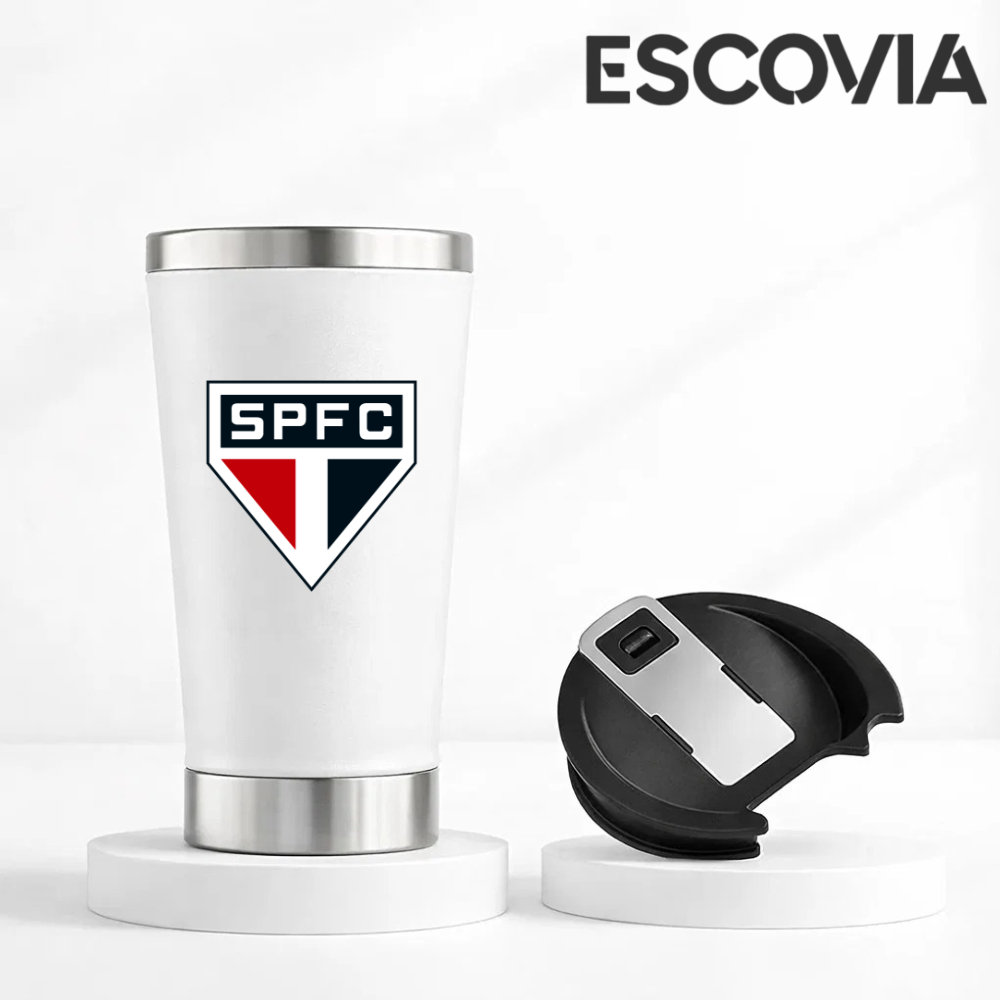 Copo Térmica Aço Inoxidavel Time de Futebol São Paulo com Tampa E Abridor 473ml para Cerveja em Oferta na Shopee