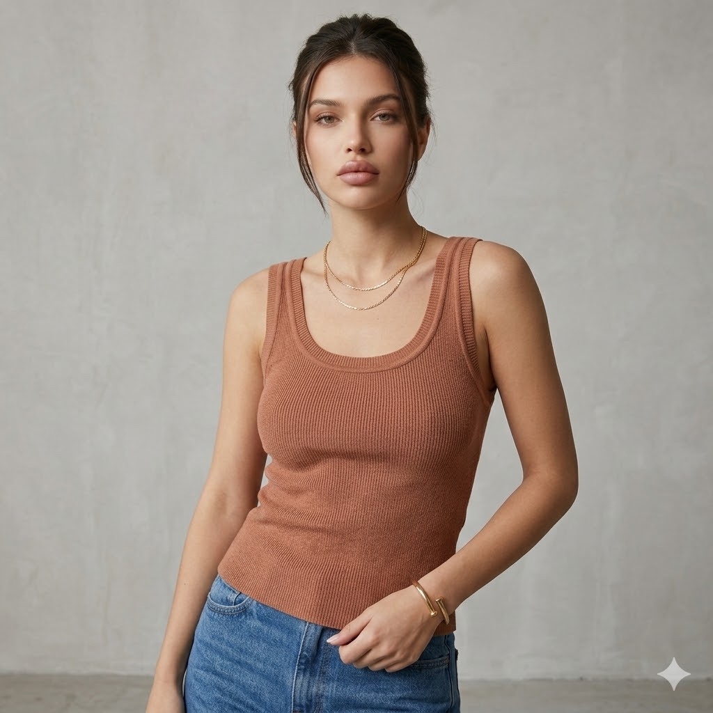 Regata Canelada Tricot Modal Blusa Feminina Estilosa Roupa Feminina Elegante | P M G | Panni Tricot