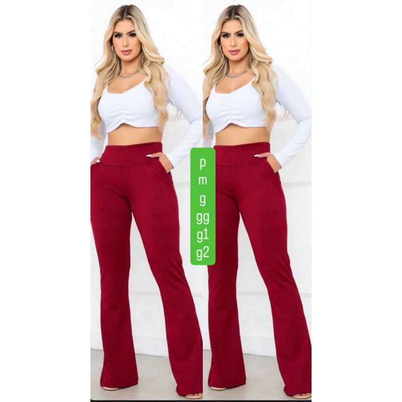 kit 2 calça fler tecido suplex com bolso zero tranparencia 38/40/42/44/56/48/50 em Oferta na Shopee