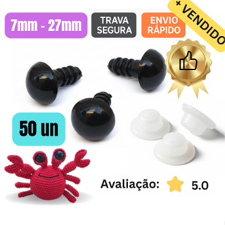 Olhos de Segurança Pretos p/ Amigurumi – Com Trava Reta (Envio Rápido) em Oferta na Shopee