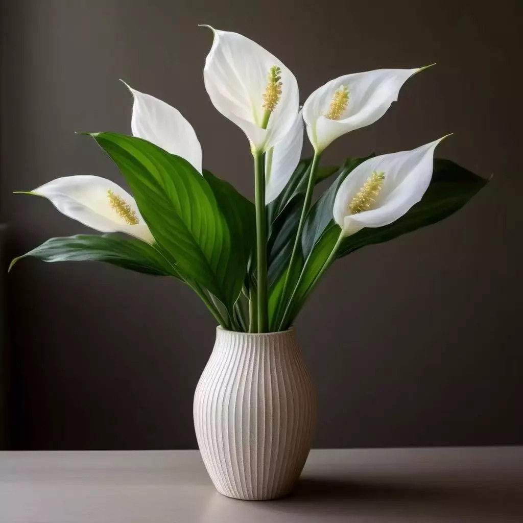 5 Flores de Copo de Leite com Folhas Artificial Toque Real