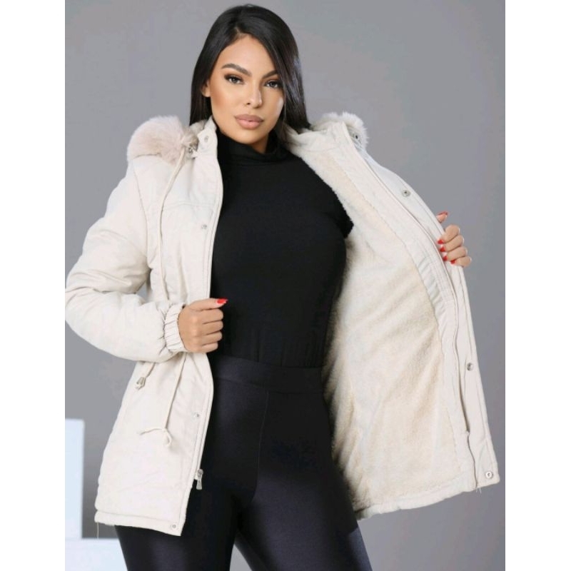 Jaqueta Parka Casaco Forrada Pelucia Feminino S