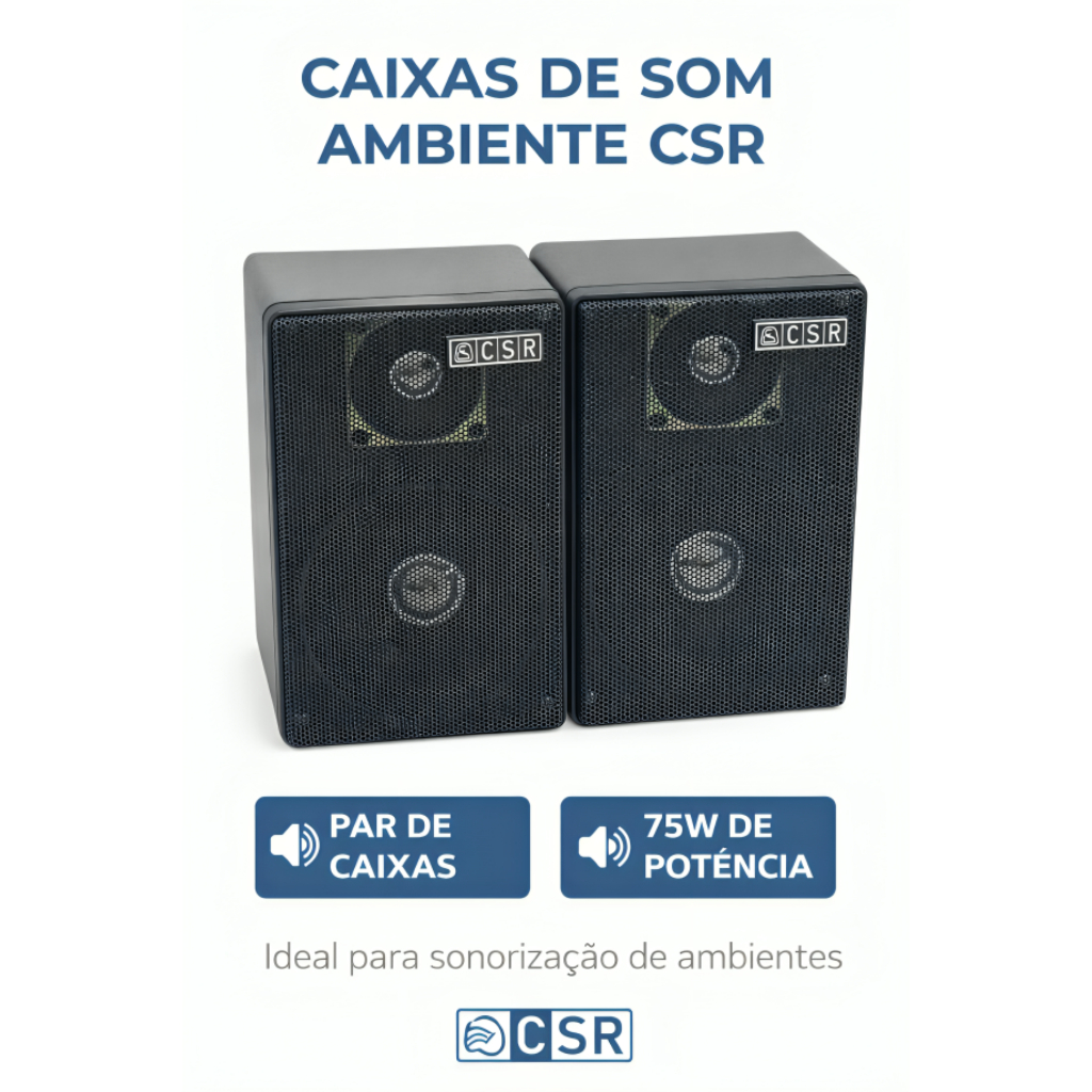 Caixa De Som Acústica Ambiente Csr 75m 40w Rms 8 Ohms Par Cor Preto