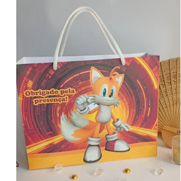 Sacolinha personalizada Tails/Lembrancinha/Sacolinha/Mimos/Lancheira/Aniversário/PEGUE E MONTE
