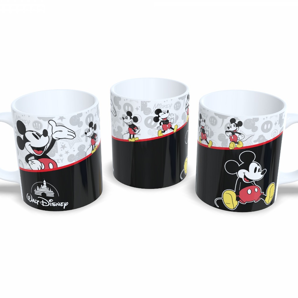 Caneca Mickey Mouse Walt Disney Evolução Cerâmica 325ml Premium Colecionável