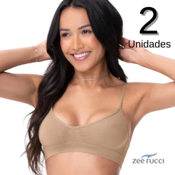 Kit 2 Top Básico Sutia Zee Rucci Sem Bojo Sem Aro Sem Costura Alça Fina c/ Regulagem