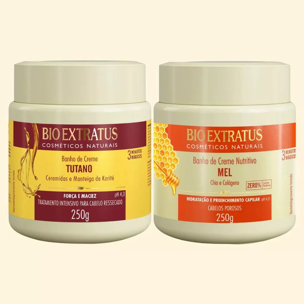 Kit Bio Extratus Tutano + Mel Máscara Capilar 250g cada | Cabelos Fortes, Hidratados e Brilhantes