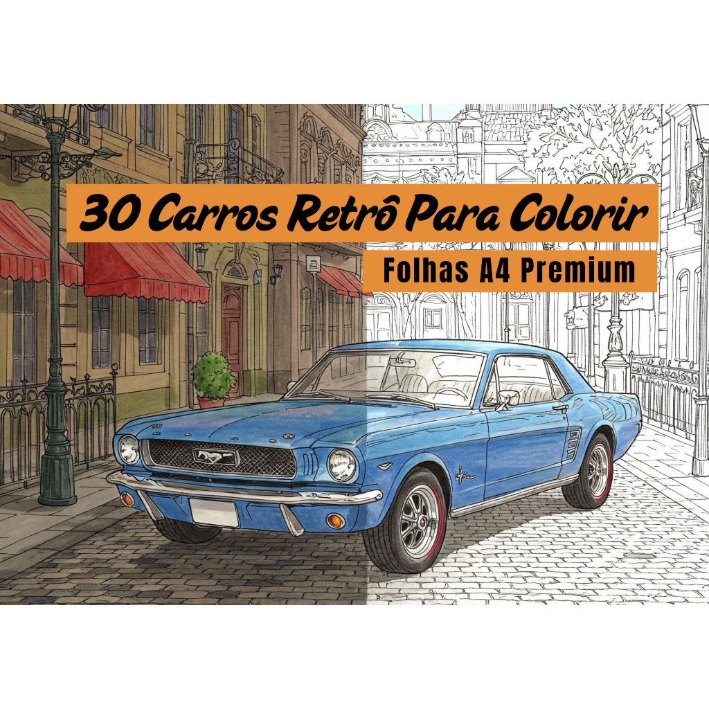 Desenhos para colorir - 30 Carros Retrô - Colorir, Apreciar e Relaxar - Folhas A4 Premium em Oferta na Shopee