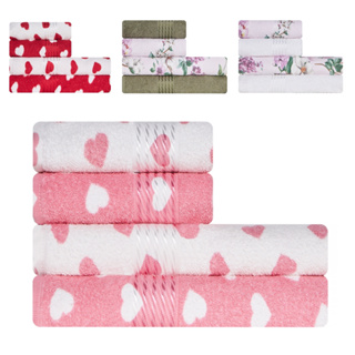 Jogo de Toalhas 4 Peças Banho e Rosto 100% Algodão Prisma Dohler BF Casa em Oferta na Shopee