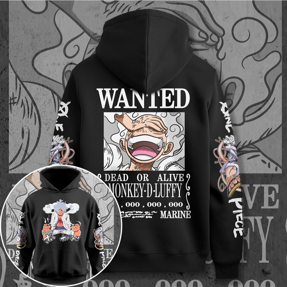 Moletom Canguru Blusa De Frio Monkey D Luffy Son God Nika Gear 5 Wanted One Piece Anime Unissex