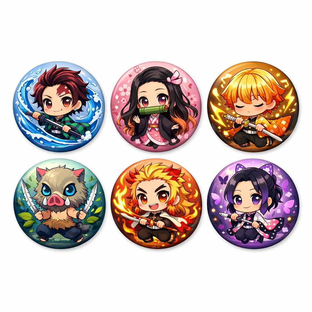 Kit Bottons Personalizados 4,4 CM Tema Damon Slayer/Kimetsu no Yaiba Botton Botons Broche Pin