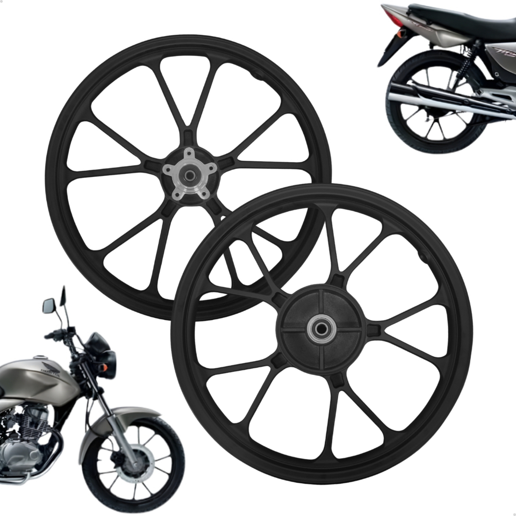 Kit Roda Preta Mod Titan 2026 Para Titan Fan 150/160 2014 A 2024 Dianteira Traseira V Shape