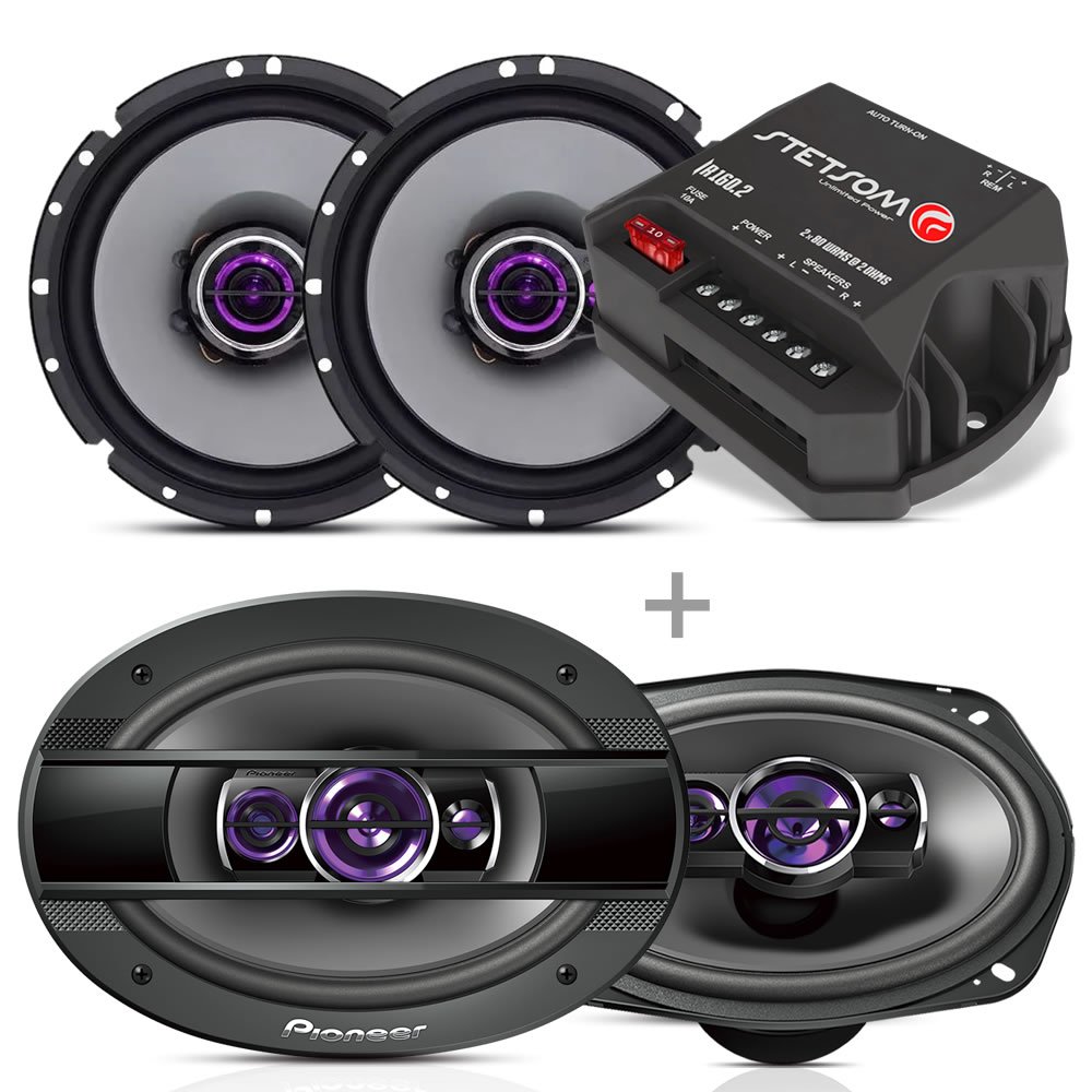 Kit Auto Falante Pioneer 6 Pol + Alto Falante Pioneer 6x9 400w Pmpo 69 + Modulo Amplificador Stetsom