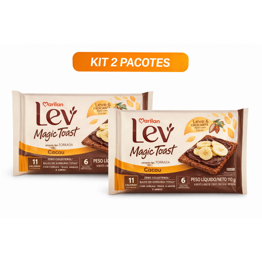 Detalhes do Kit 2x/3x Torrada Lev Magic Toast Cacau 110g - Marilan
