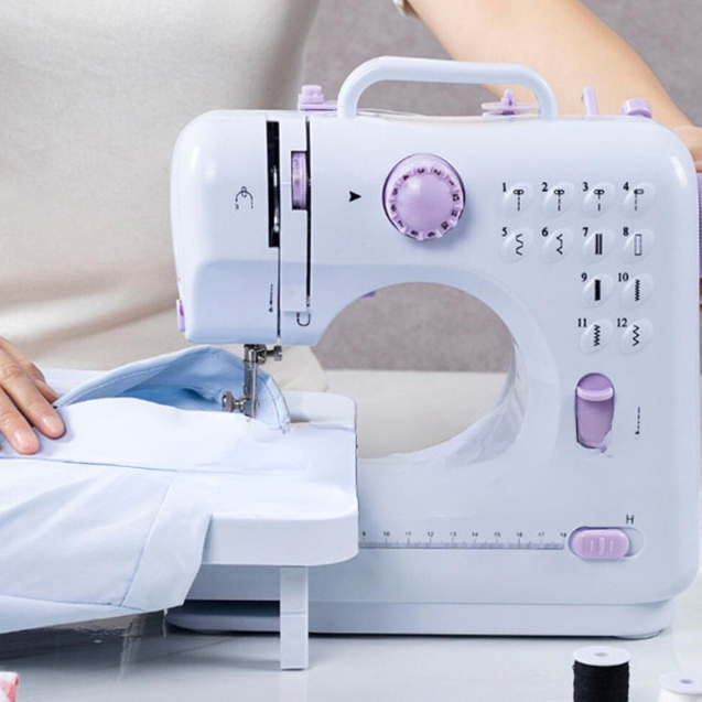 Máquina de Costura Portátil Elétrica 12 Pontos com LED Pedal Dupla Velocidade Bivolt em Oferta na Shopee