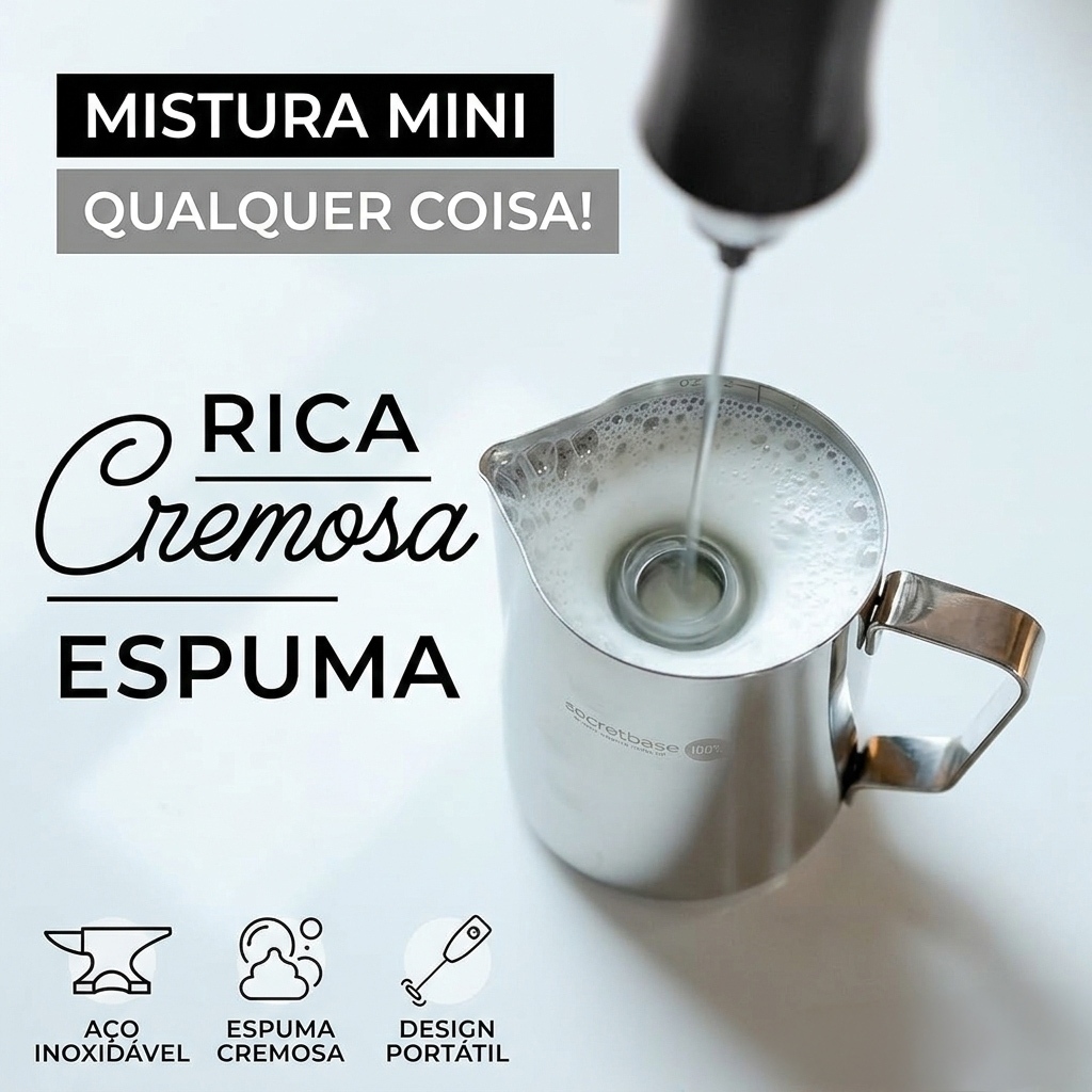 Mixer Elétrico 3 em 1 Espumador de Leite e Batedor de Ovos Recarregável USB Profissional