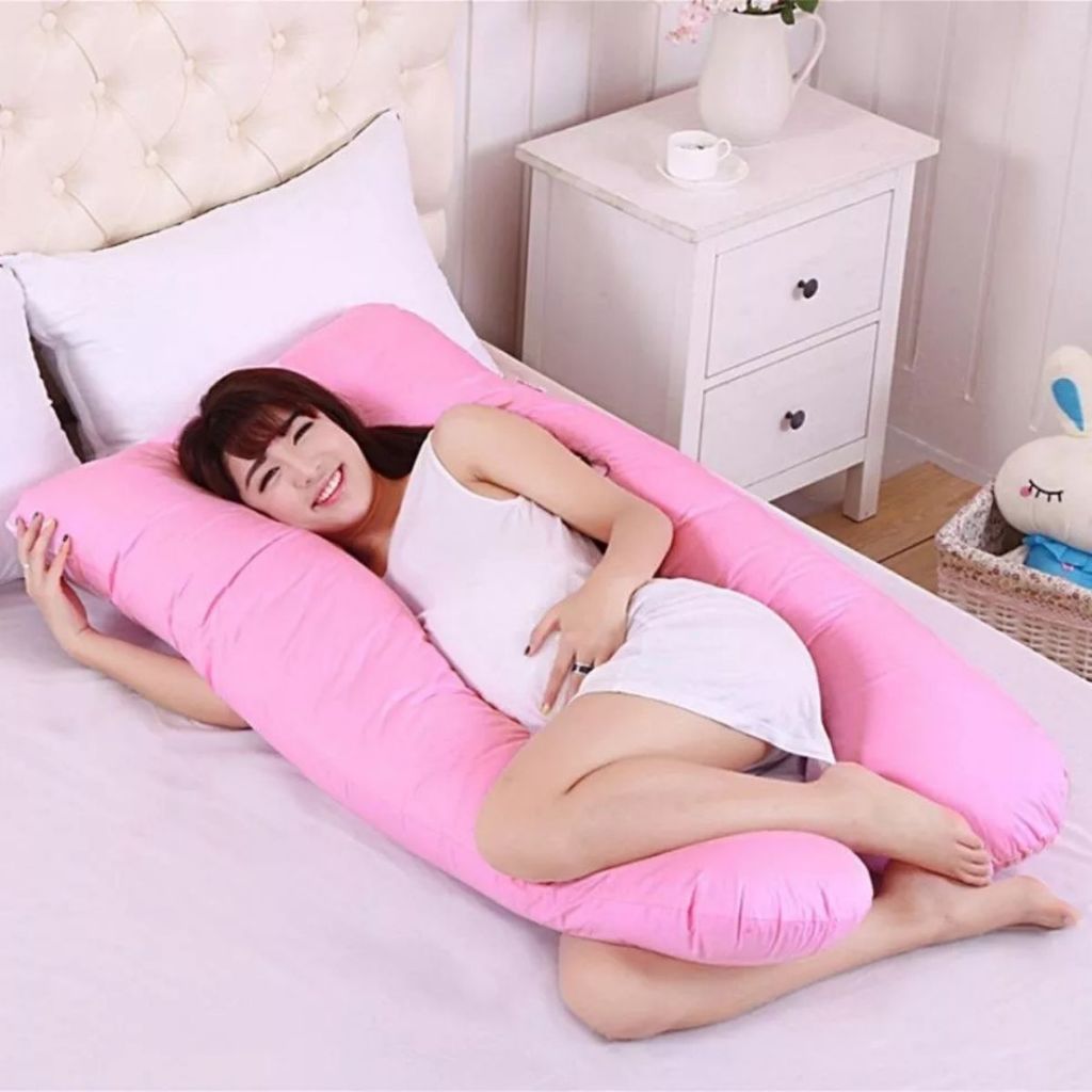 Almofada Travesseiro de Corpo Gestante Anatómico 100% Algodão Varias Cores Formato em U • Apoio barriga e costas