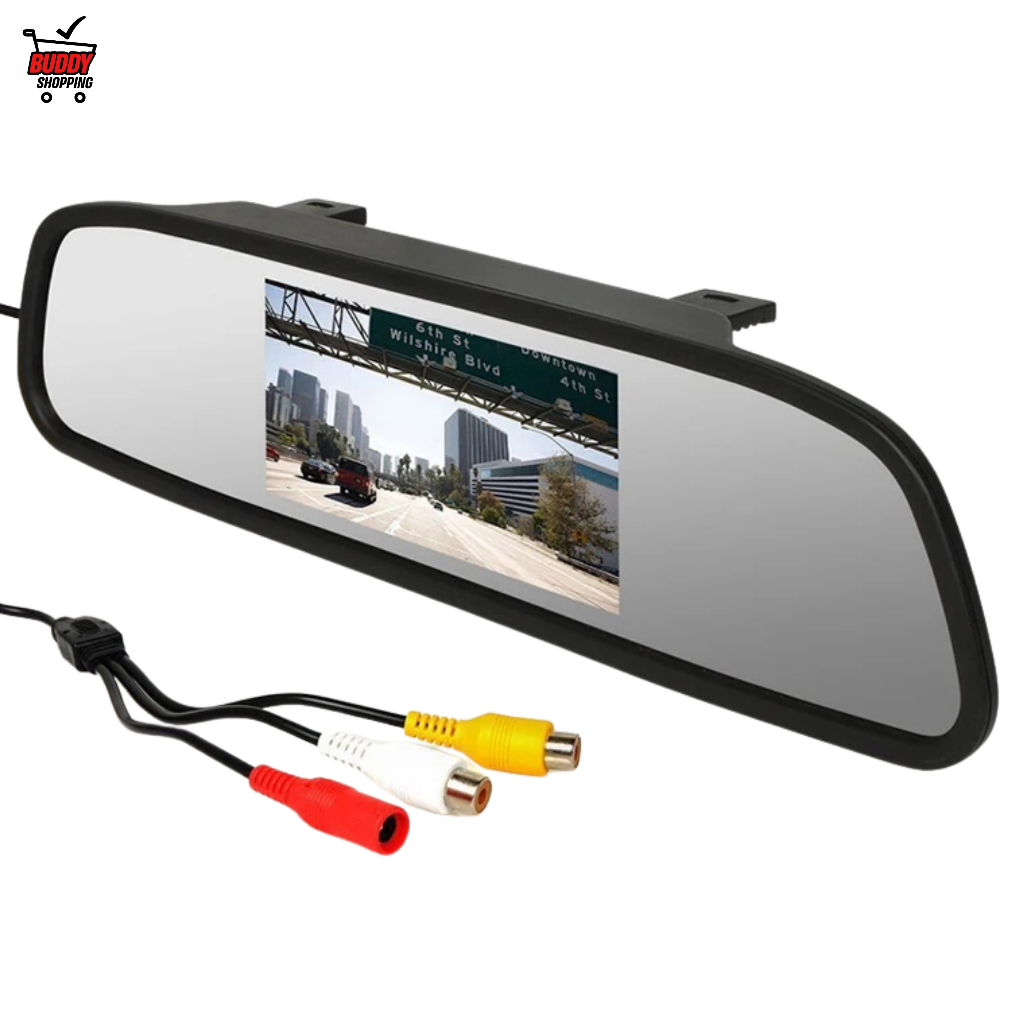 Monitor Retrovisor Veicular AMA-043 Tela 640x480 Proporcao 4:3 Com 2 Entradas Video AV Universal Novo em Oferta na Shopee