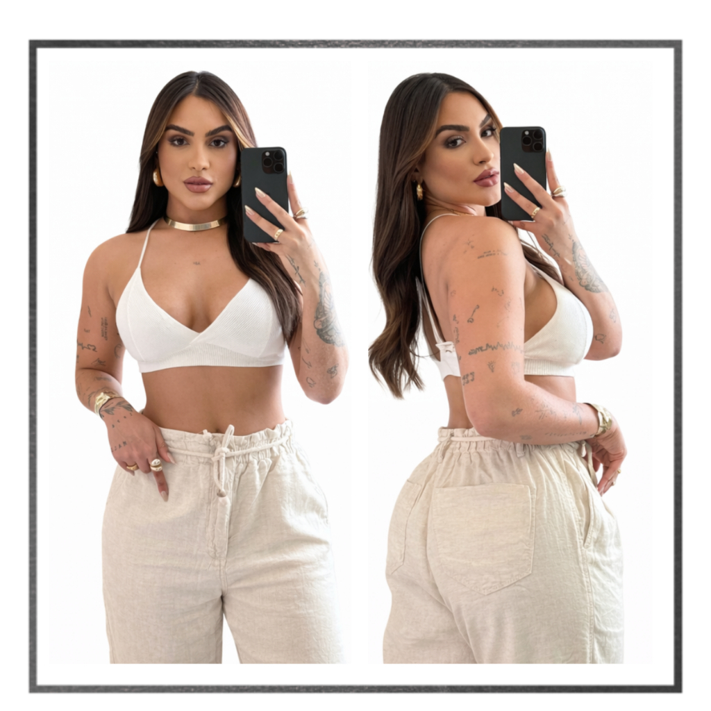 Top Cropped Crop Top Feminino de Alcinha com Bojo