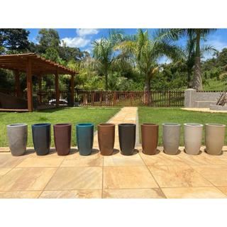 Vaso Coluna Ibiza Slim Liso Marmorizado 40 cm Para Plantas Decorativo