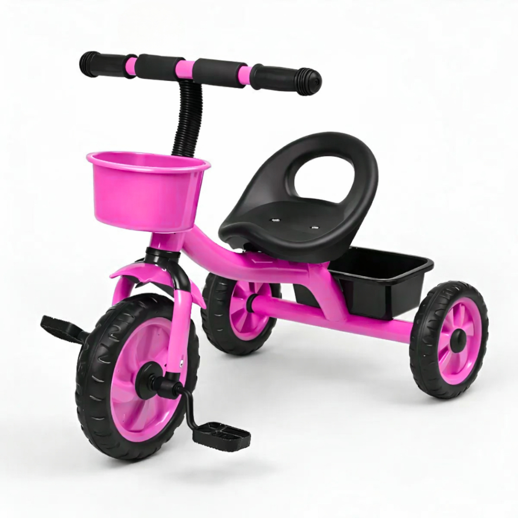 Triciclo Infantil Rosa Com Duas Cestinhas