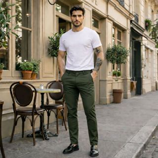 Calça Sport Fino - Alfaiataria Social com Lycra numero 38 40 42 44 46 48 Verde Militar em Oferta na Shopee